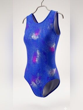 Girls Size 10 Sparkly Blue One Piece Swimsuit NWT Galaxy Print